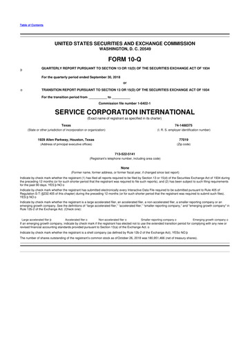 Miniature Service Corporation International
 10-Q Rapport trimestriel 2018 