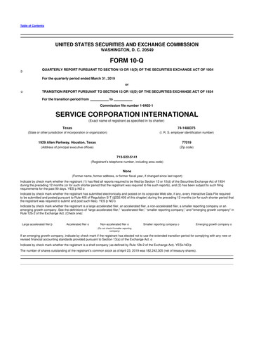 Miniature Service Corporation International
 10-Q Rapport trimestriel 2019 