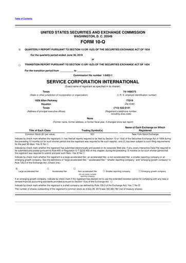 Miniature Service Corporation International
 10-Q Rapport trimestriel 2019 