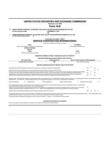 Vorschaubild Service Corporation International
 10-K Jahresbericht 