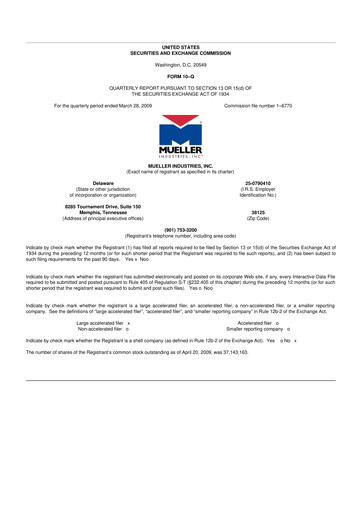 Thumbnail Mueller Industries
 10-Q Quarterly Report FY 