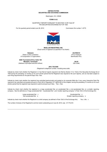 Thumbnail Mueller Industries
 10-Q Quarterly Report FY2010 