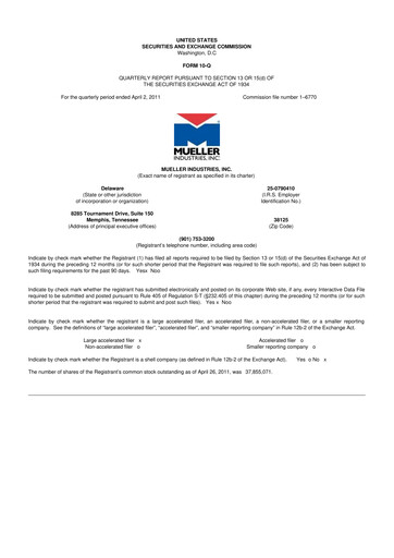 Thumbnail Mueller Industries
 10-Q Quarterly Report FY2011 