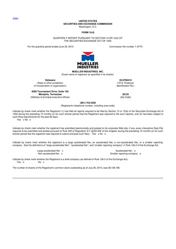 Thumbnail Mueller Industries
 10-Q Quarterly Report FY2013 