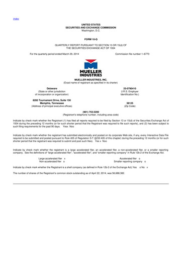 Thumbnail Mueller Industries
 10-Q Quarterly Report FY2014 