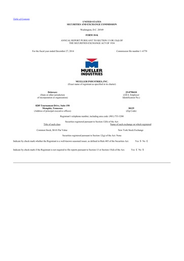 Thumbnail Mueller Industries
 10-K Annual Report 2014