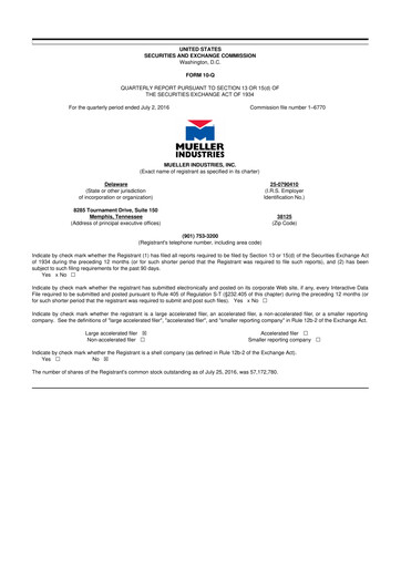 Thumbnail Mueller Industries
 10-Q Quarterly Report FY2016 