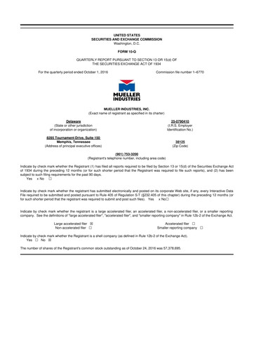 Thumbnail Mueller Industries
 10-Q Quarterly Report FY2016 