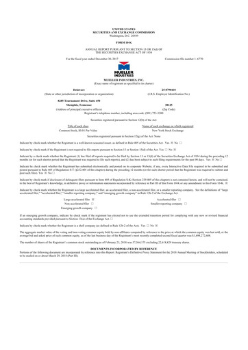 Thumbnail Mueller Industries
 10-K Annual Report 2017