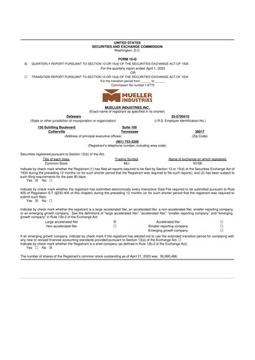 Thumbnail Mueller Industries
 10-Q Quarterly Report FY2023 