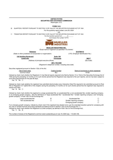 Thumbnail Mueller Industries
 10-Q Quarterly Report FY2024 