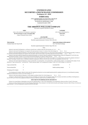 Thumbnail Sherwin-Williams 10-K Annual Report 2018