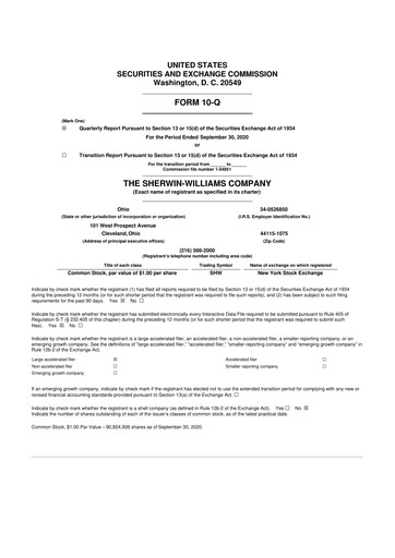 Miniature Sherwin-Williams 10-Q Rapport trimestriel 2020 