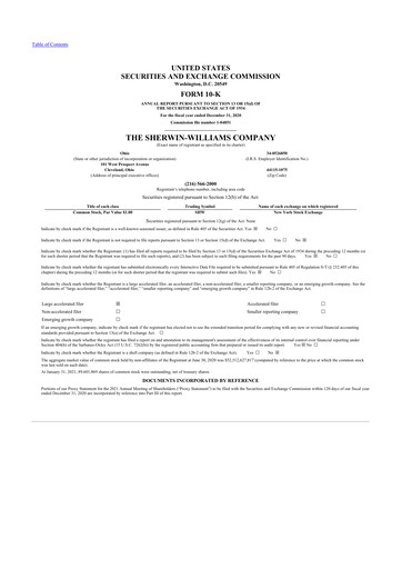 Thumbnail Sherwin-Williams 10-K Annual Report 2020