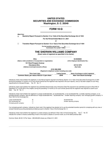 Miniature Sherwin-Williams 10-Q Rapport trimestriel 2021 