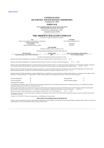 Thumbnail Sherwin-Williams 10-K Annual Report 2021