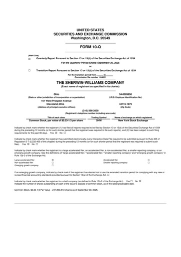 Miniature Sherwin-Williams 10-Q Rapport trimestriel 2025 