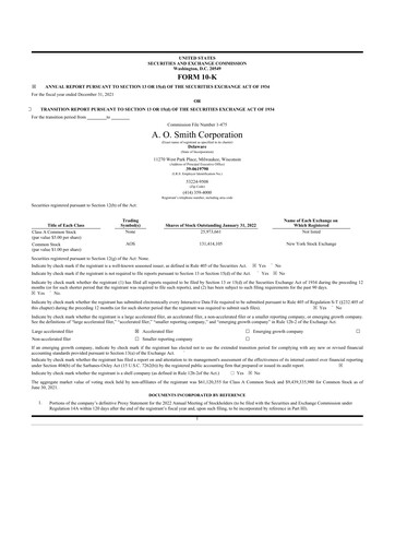 Thumbnail A. O. Smith 10-K Annual Report 2021