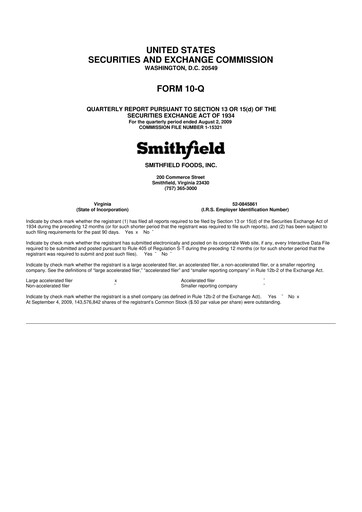 Thumbnail Smithfield Foods 10-Q Quarterly Report FY 