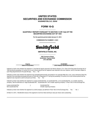 Thumbnail Smithfield Foods 10-Q Quarterly Report FY 