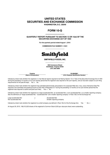 Thumbnail Smithfield Foods 10-Q Quarterly Report FY2010 