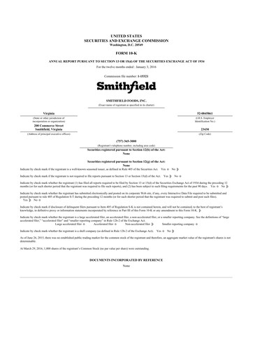 Thumbnail Smithfield Foods 10-K Annual Report 2015