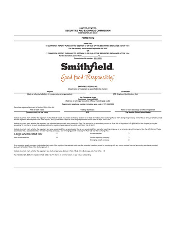 Thumbnail Smithfield Foods 10-Q Quarterly Report FY2025 