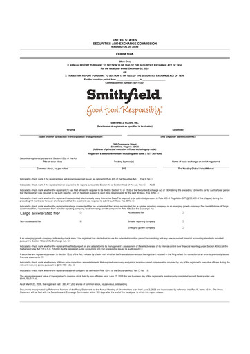 Thumbnail Smithfield Foods 10-K Annual Report 2025