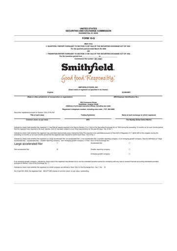 Thumbnail Smithfield Foods 10-Q Quarterly Report FY 