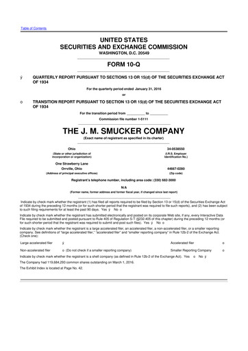 Thumbnail J.M. Smucker Company 10-Q Quarterly Report FY2016 