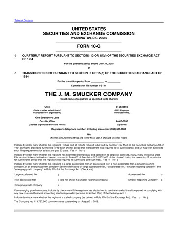 Thumbnail J.M. Smucker Company 10-Q Quarterly Report FY2019 