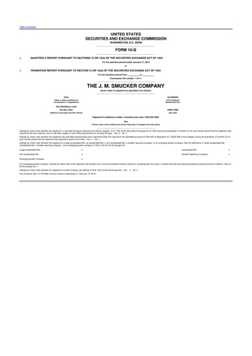 Thumbnail J.M. Smucker Company 10-Q Quarterly Report FY2019 