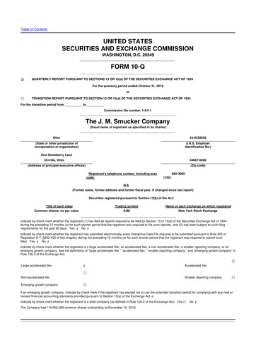 Thumbnail J.M. Smucker Company 10-Q Quarterly Report FY2020 