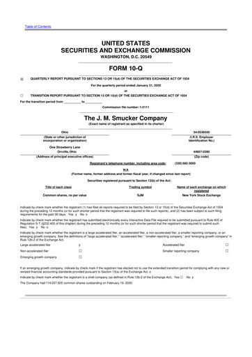Thumbnail J.M. Smucker Company 10-Q Quarterly Report FY2020 