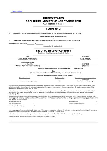Thumbnail J.M. Smucker Company 10-Q Quarterly Report FY2022 
