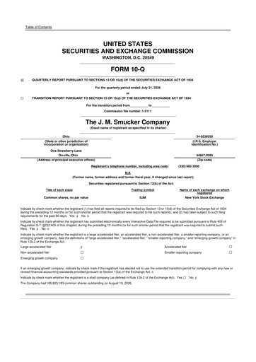 Thumbnail J.M. Smucker Company 10-Q Quarterly Report FY2027 