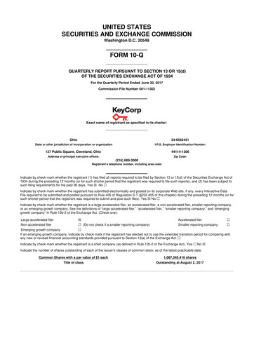 Miniature KeyCorp (KeyBank) 10-Q Rapport trimestriel 2017 