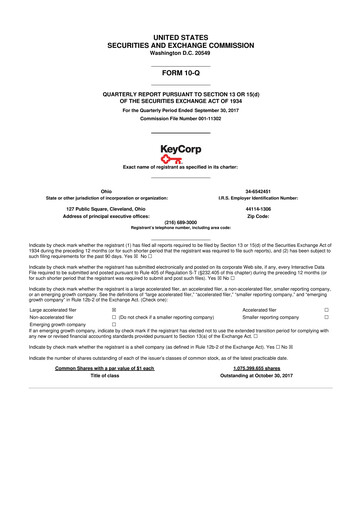 Miniature KeyCorp (KeyBank) 10-Q Rapport trimestriel 2017 