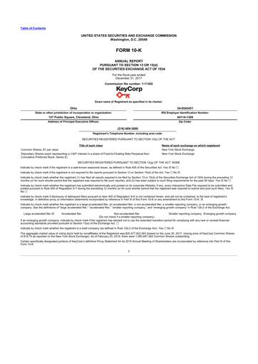 Miniature KeyCorp (KeyBank) 10-K Rapport annuel 2017