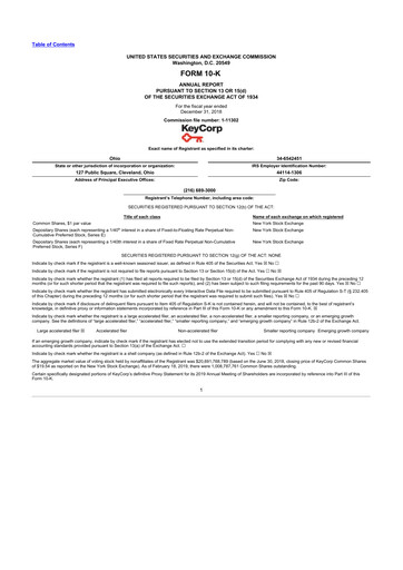 Miniature KeyCorp (KeyBank) 10-K Rapport annuel 2018