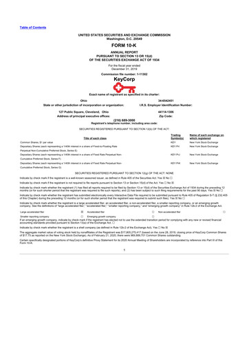 Miniature KeyCorp (KeyBank) 10-K Rapport annuel 2019