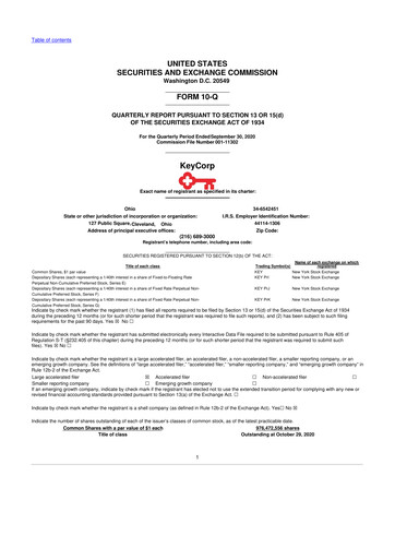 Miniature KeyCorp (KeyBank) 10-Q Rapport trimestriel 2020 