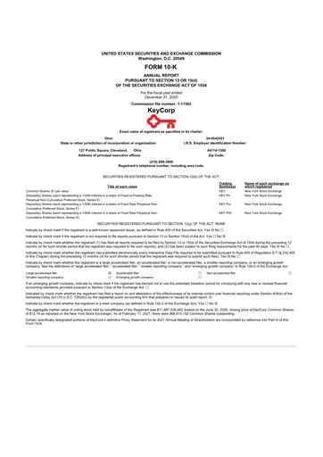 Miniature KeyCorp (KeyBank) 10-K Rapport annuel 2020