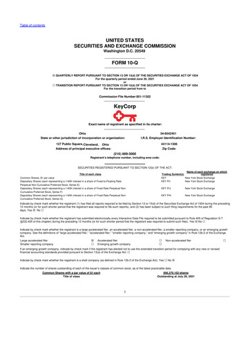 Miniature KeyCorp (KeyBank) 10-Q Rapport trimestriel 2021 