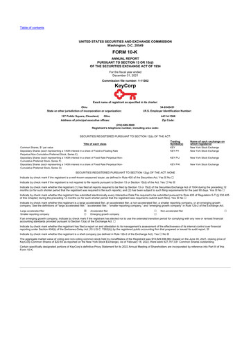 Miniature KeyCorp (KeyBank) 10-K Rapport annuel 2021