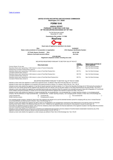 Miniature KeyCorp (KeyBank) 10-K Rapport annuel 2022