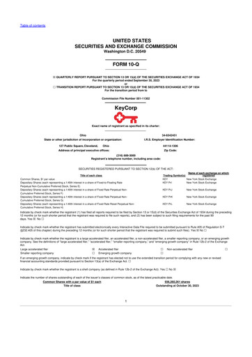 Miniature KeyCorp (KeyBank) 10-Q Rapport trimestriel 2023 