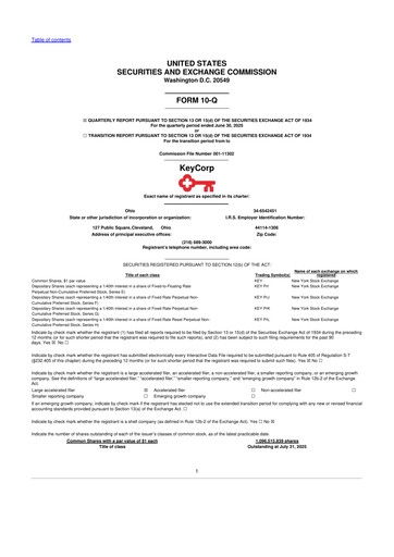 Miniature KeyCorp (KeyBank) 10-Q Rapport trimestriel 2025 