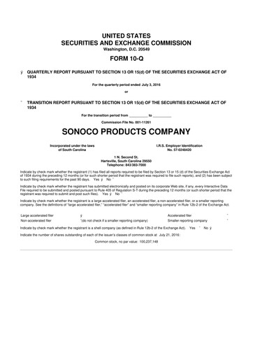 Thumbnail Sonoco 10-Q Quarterly Report FY2016 