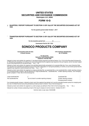 Thumbnail Sonoco 10-Q Quarterly Report FY2017 